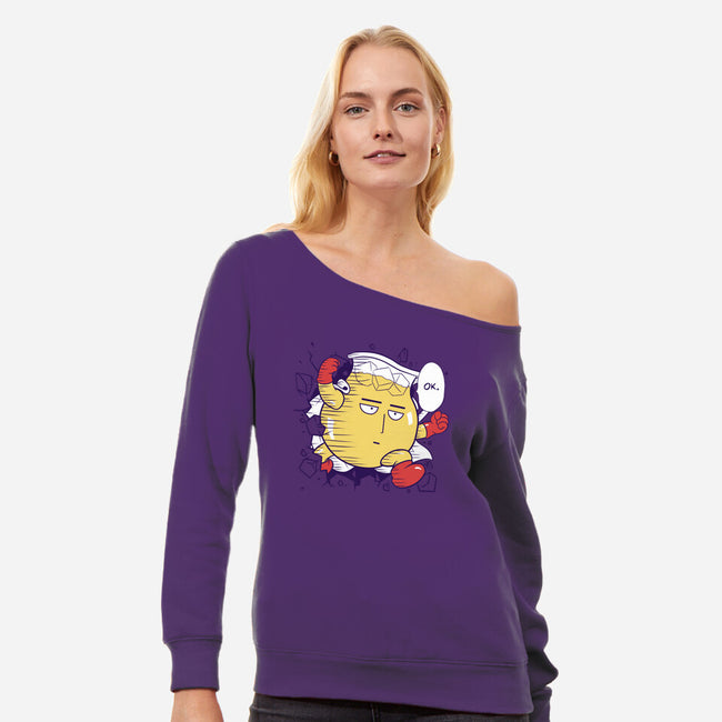 Punch-Aid-womens off shoulder sweatshirt-KindaCreative