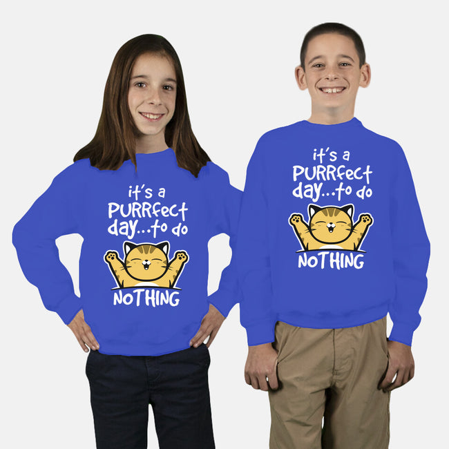 Purrfect Day-youth crew neck sweatshirt-NemiMakeit
