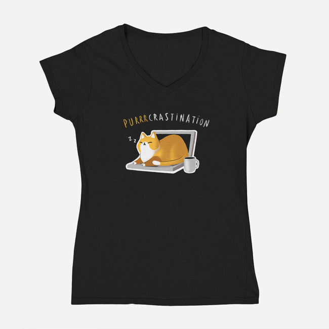Purrrcrastination-womens v-neck tee-BlancaVidal