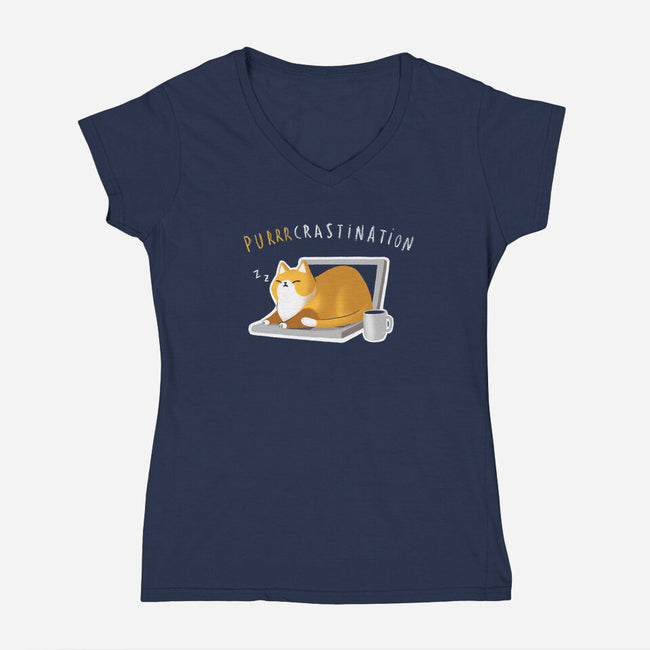 Purrrcrastination-womens v-neck tee-BlancaVidal