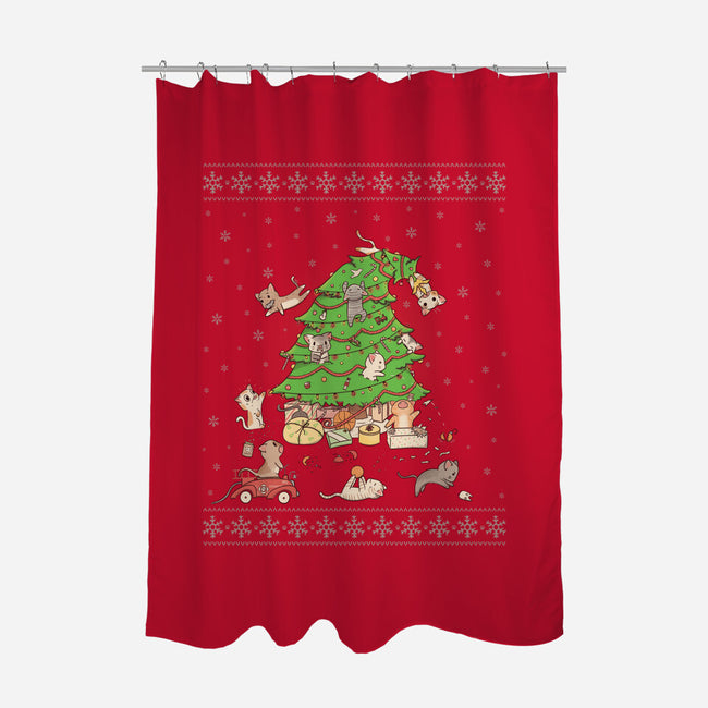 Purrrfect Christmas-none polyester shower curtain-LiRoVi