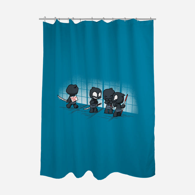 Oblivious Ninja: Bullies-none polyester shower curtain-DoOomcat