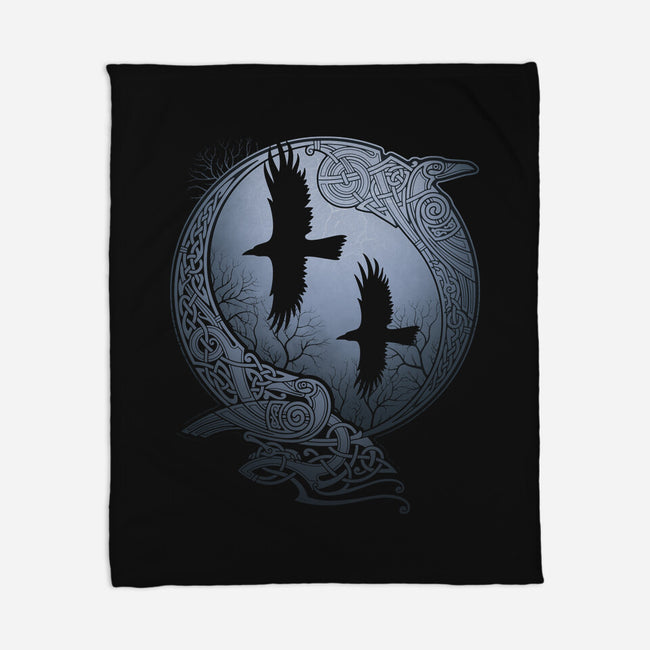 Odin's Ravens-none fleece blanket-RAIDHO