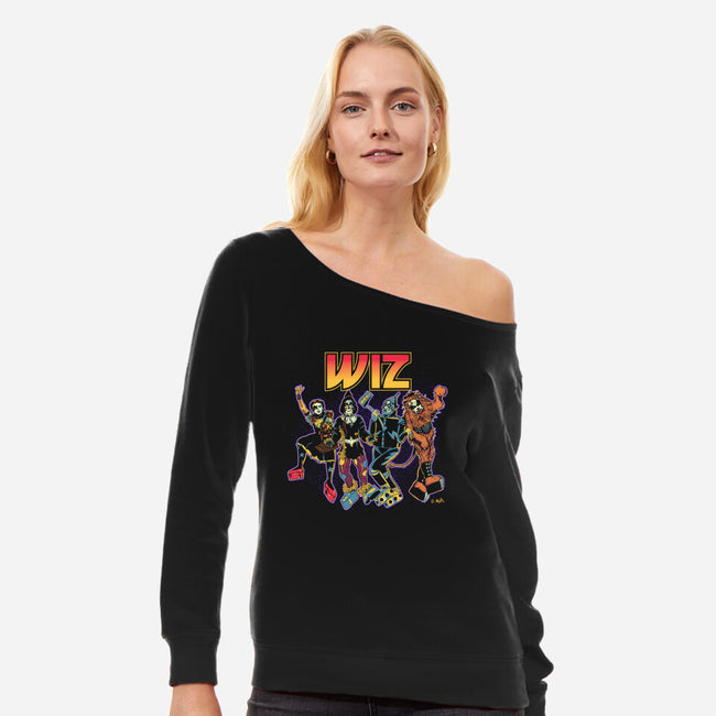 Off To Rock the Wiz-womens off shoulder sweatshirt-DonovanAlex