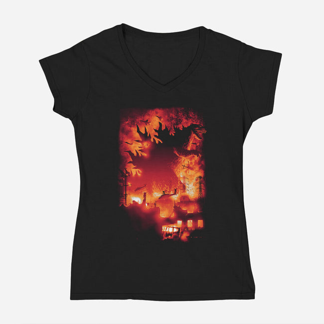 Oh No, There Goes Tokyo-womens v-neck tee-cs3ink