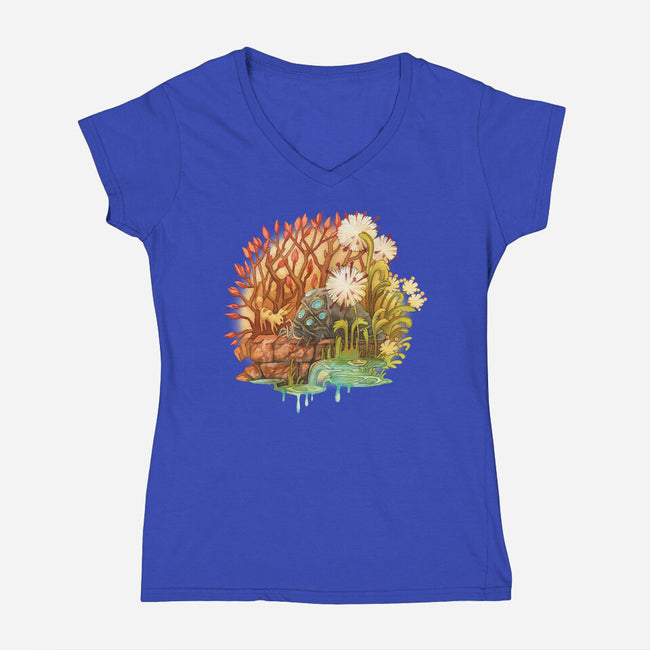 Ohmu and Fox-womens v-neck tee-storyofthedoor