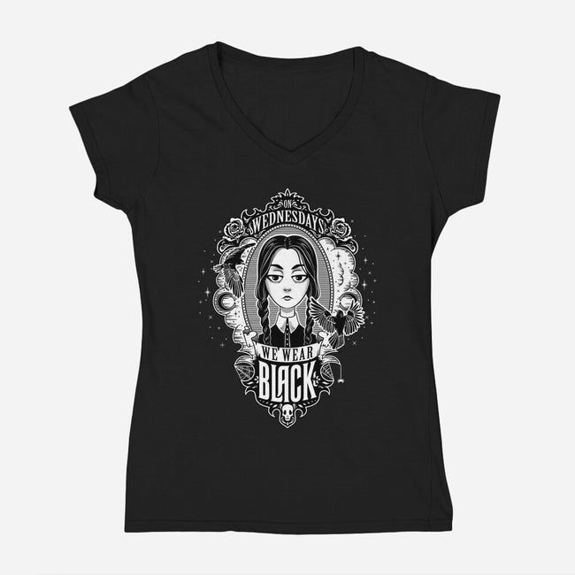 On Wednesdays We Wear Black-womens v-neck tee-Kat_Haynes