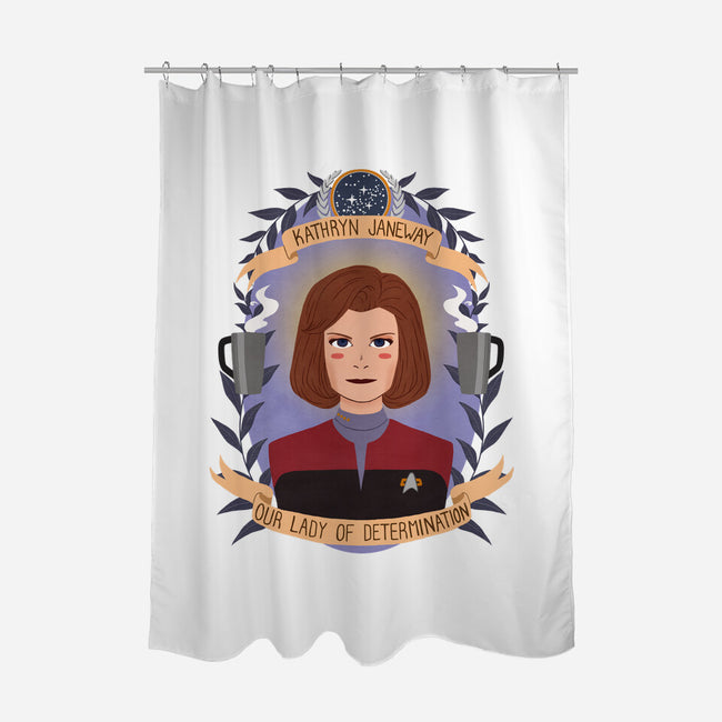 Our Lady of Determination-none polyester shower curtain-heymonster