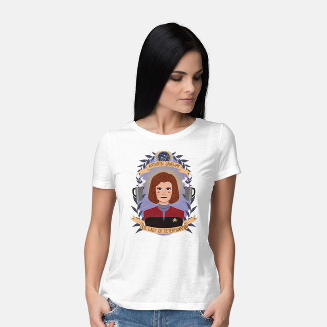 Our Lady of Determination-womens basic tee-heymonster
