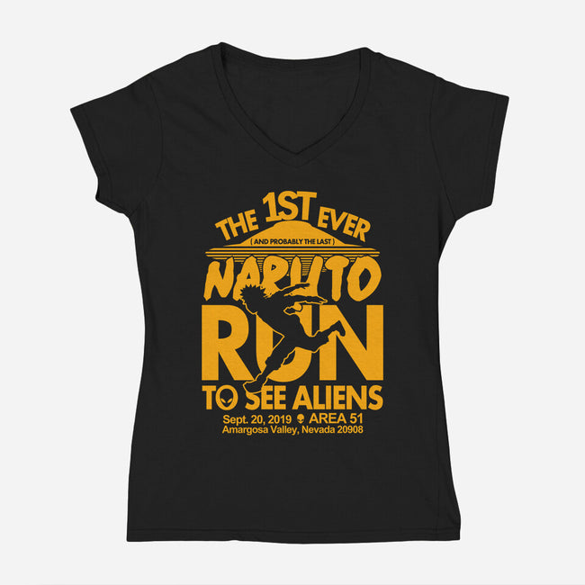 Naruto Run for Aliens-womens v-neck tee-Boggs Nicolas