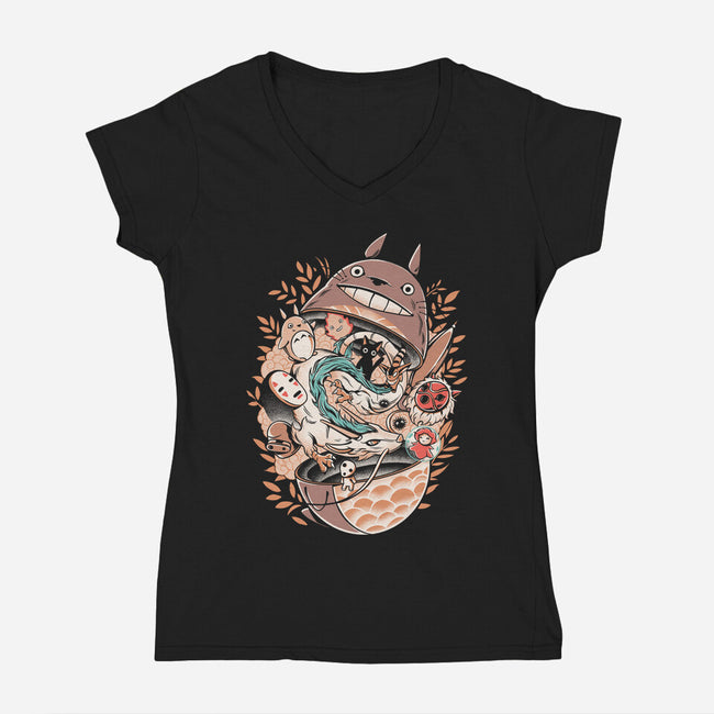 Neighbor Matryoshka-womens v-neck tee-ilustrata