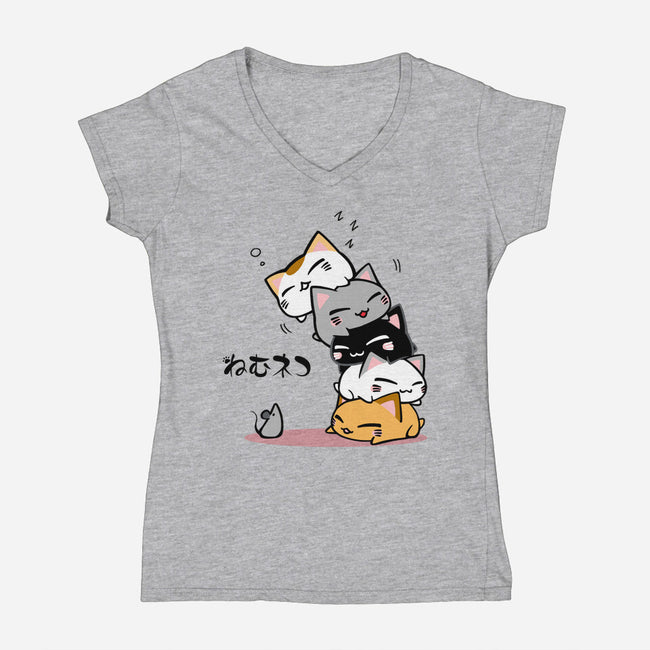 Neko Uh-oh-womens v-neck tee-JAZZCOLA