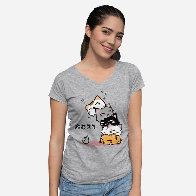 Neko Uh-oh-womens v-neck tee-JAZZCOLA