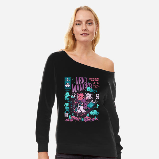 Nekomancer-womens off shoulder sweatshirt-ilustrata