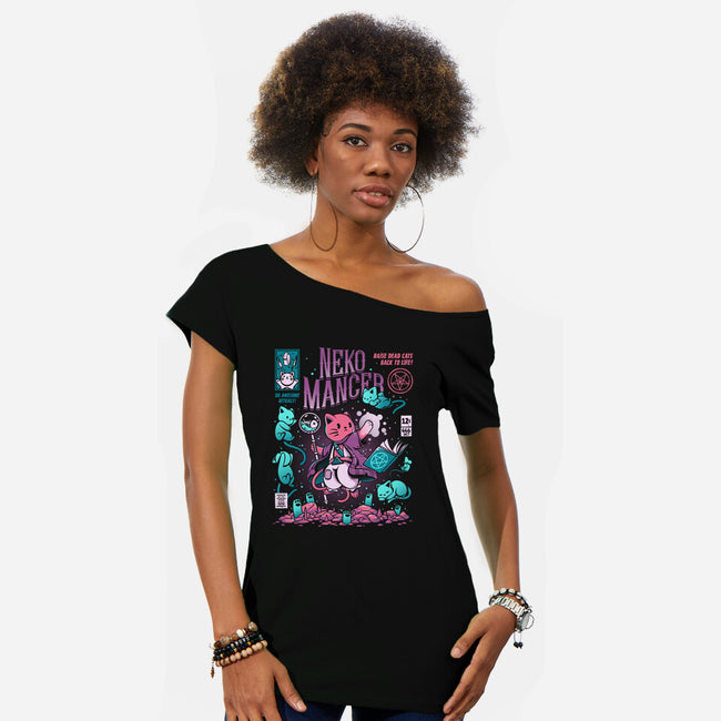 Nekomancer-womens off shoulder tee-ilustrata