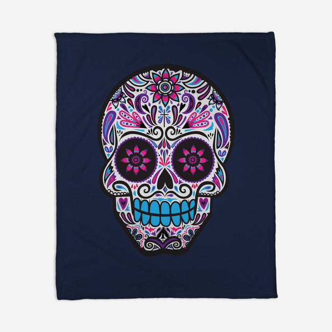 Neon Calavera-none fleece blanket-wotto