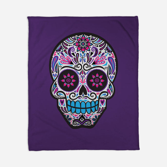 Neon Calavera-none fleece blanket-wotto