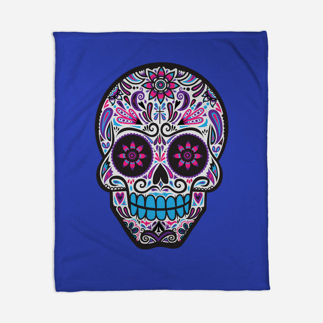 Neon Calavera-none fleece blanket-wotto