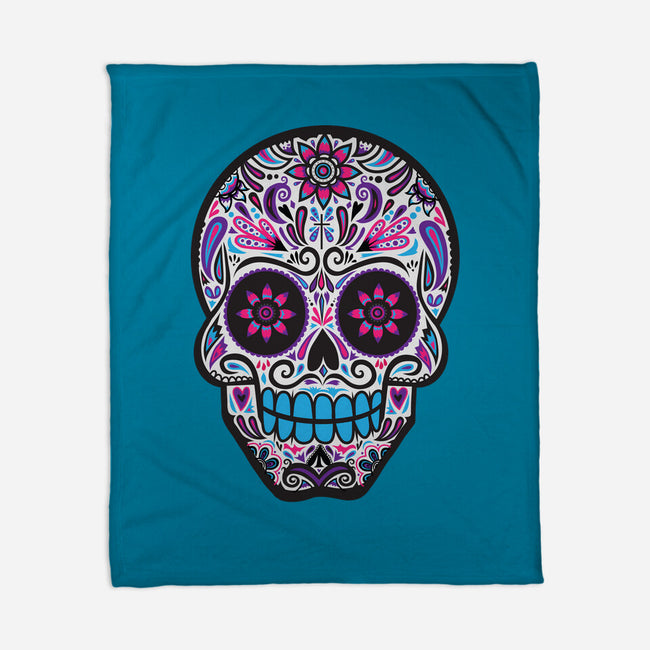 Neon Calavera-none fleece blanket-wotto
