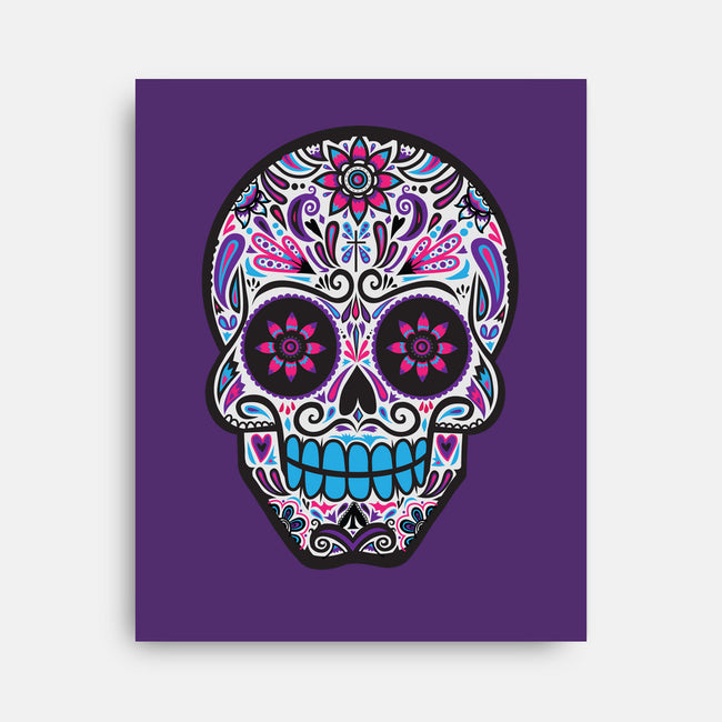 Neon Calavera-none stretched canvas-wotto