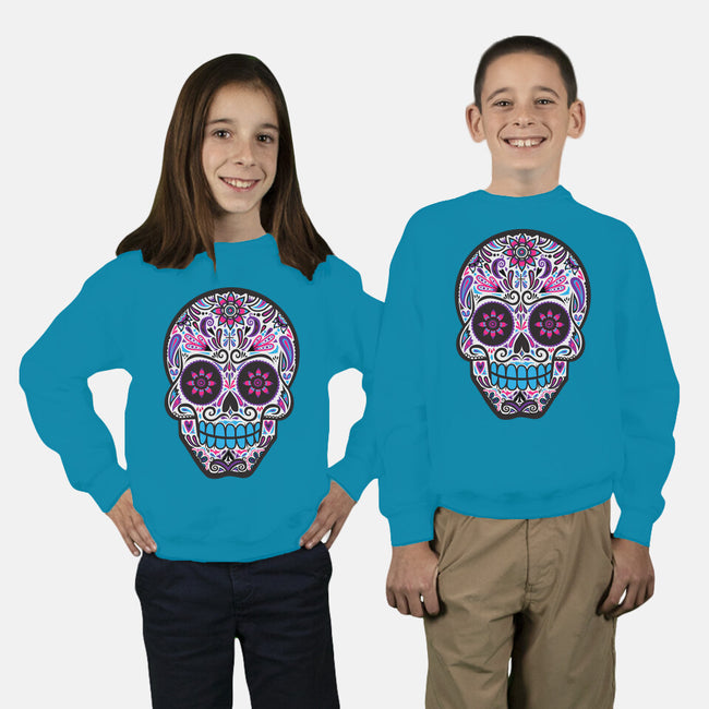 Neon Calavera-youth crew neck sweatshirt-wotto