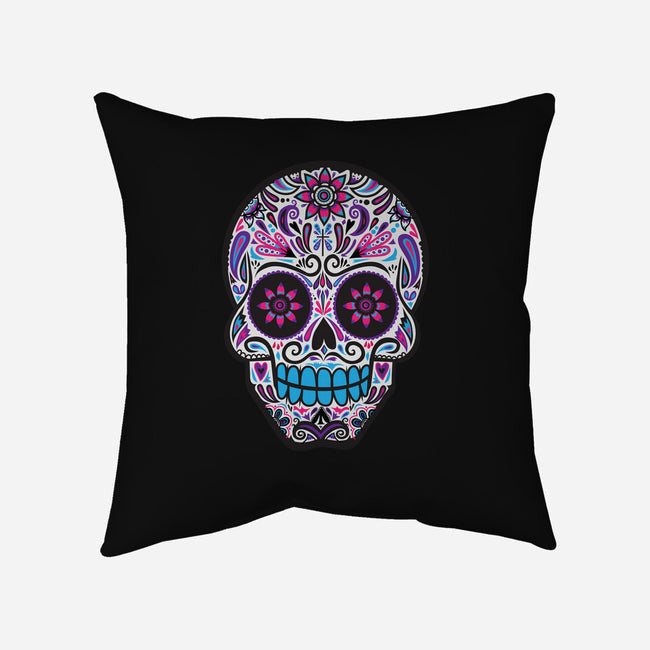 Neon Calavera-none removable cover w insert throw pillow-wotto