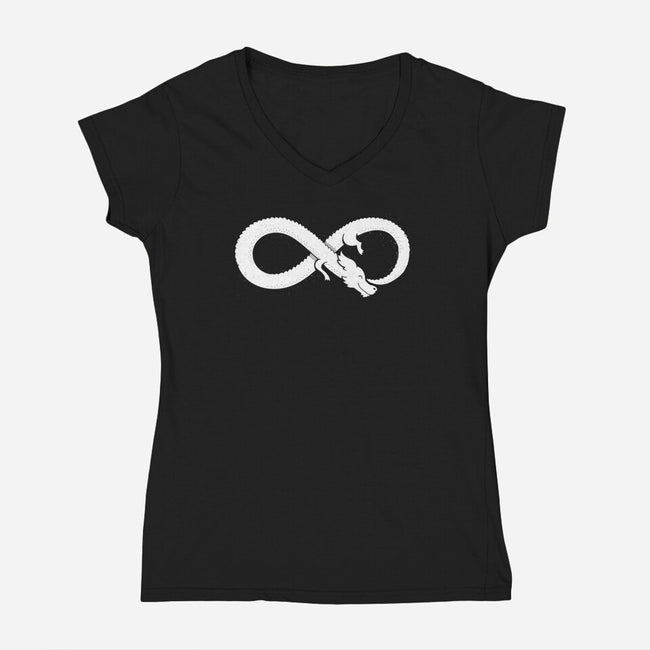 Never Ends-womens v-neck tee-DinoMike