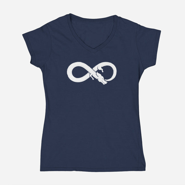 Never Ends-womens v-neck tee-DinoMike