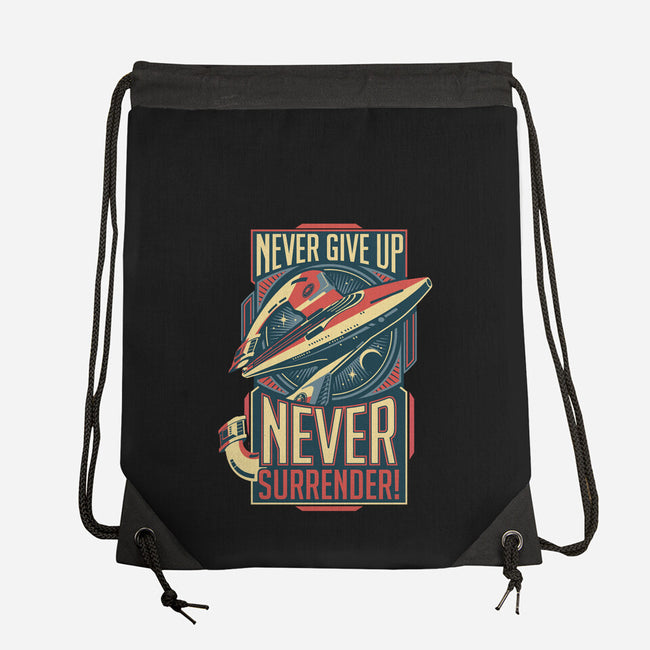 Never Surrender!-none drawstring bag-DeepFriedArt
