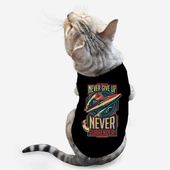 Never Surrender!-cat basic pet tank-DeepFriedArt