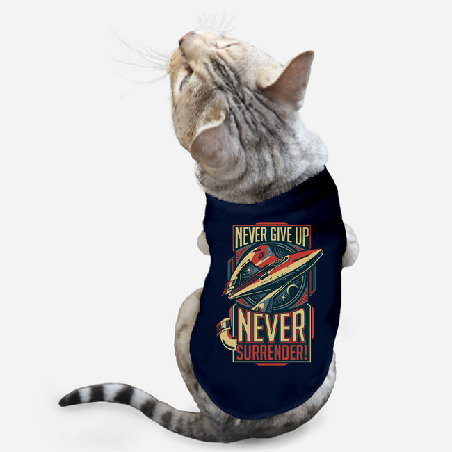 Never Surrender!-cat basic pet tank-DeepFriedArt