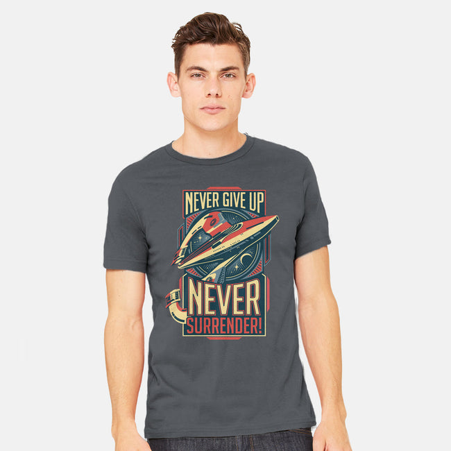 Never Surrender!-mens heavyweight tee-DeepFriedArt