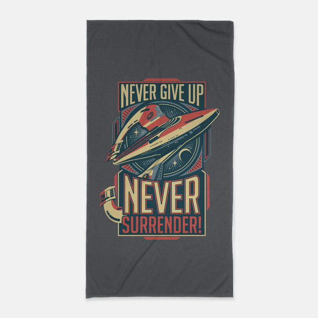 Never Surrender!-none beach towel-DeepFriedArt