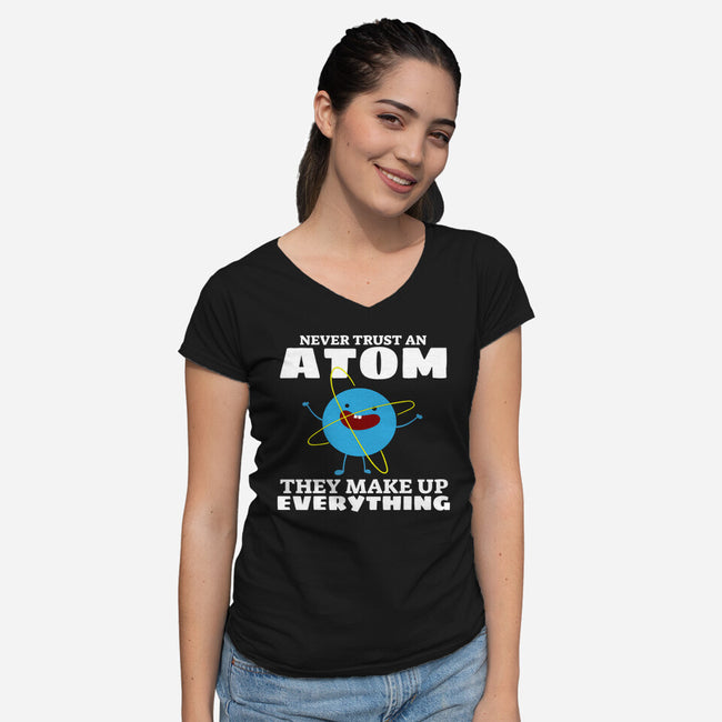 Never Trust An Atom!-womens v-neck tee-Blue_37