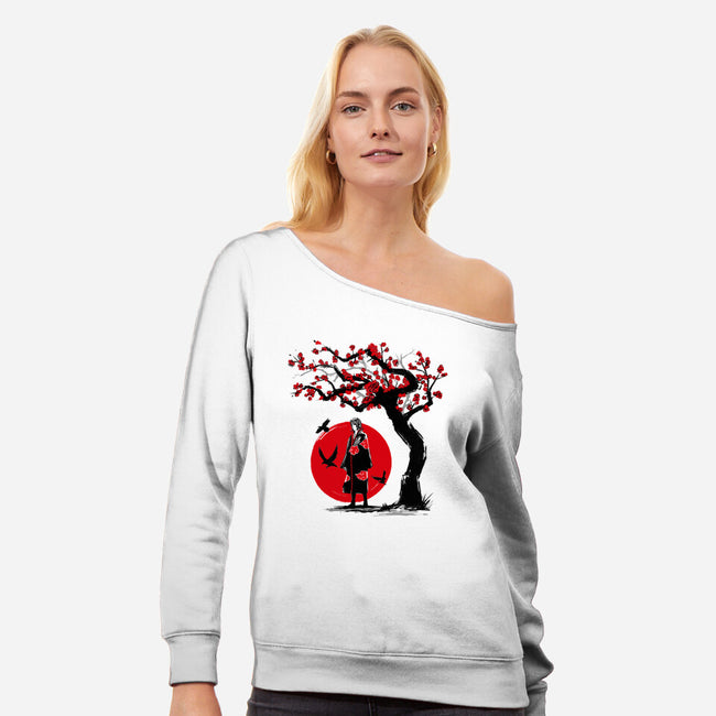 Ninja Under The Sun-womens off shoulder sweatshirt-ddjvigo