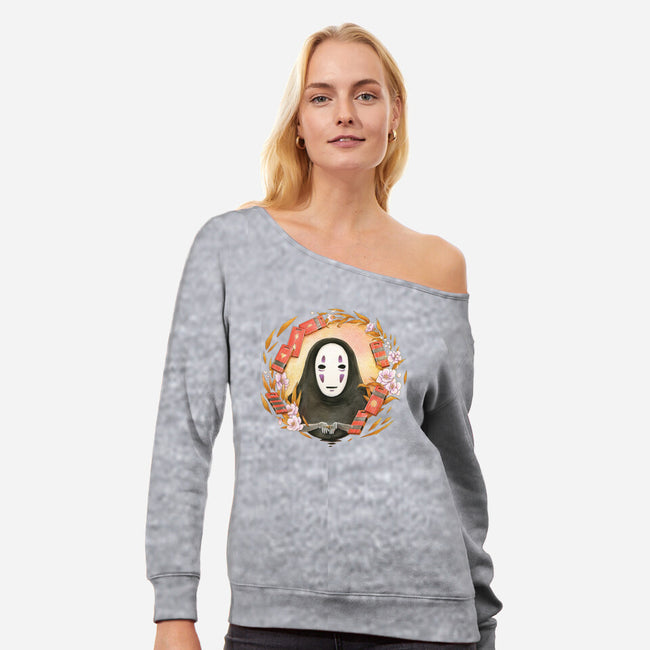 No Face-womens off shoulder sweatshirt-Cinnamoron