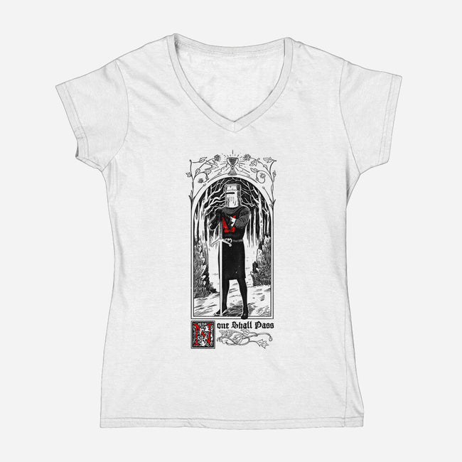 None Shall Pass-womens v-neck tee-Mathiole