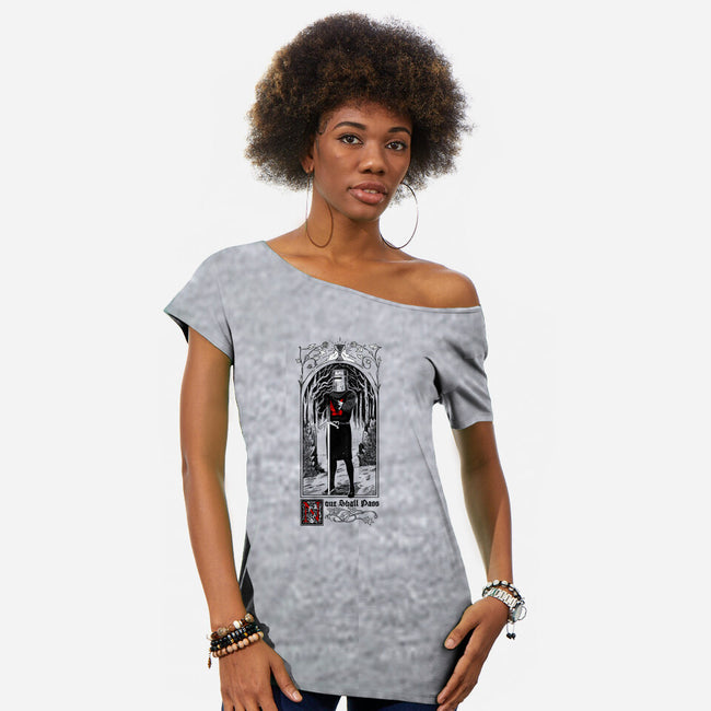 None Shall Pass-womens off shoulder tee-Mathiole