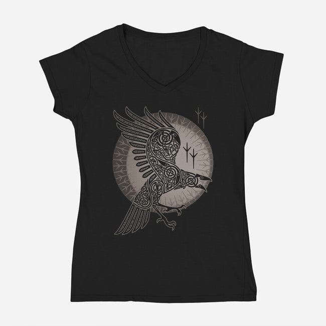 Norse Raven-womens v-neck tee-RAIDHO