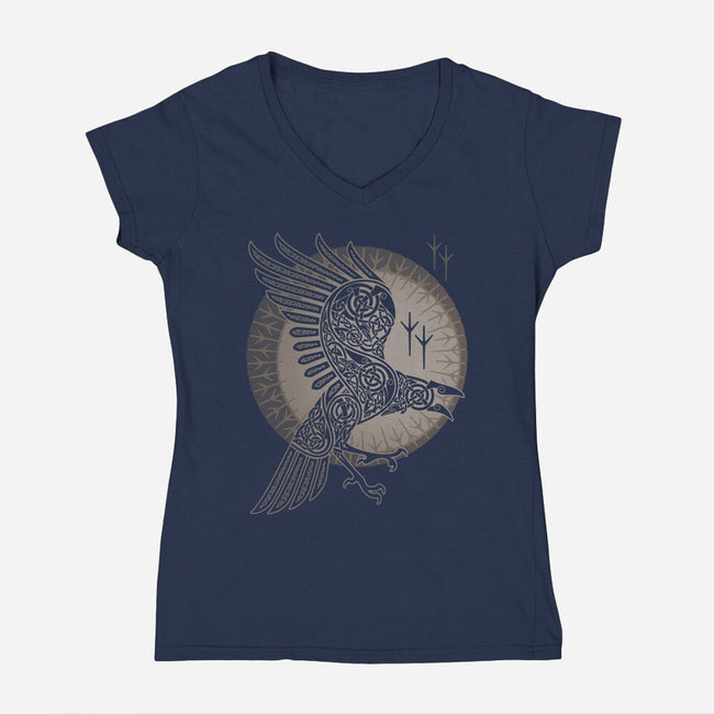 Norse Raven-womens v-neck tee-RAIDHO