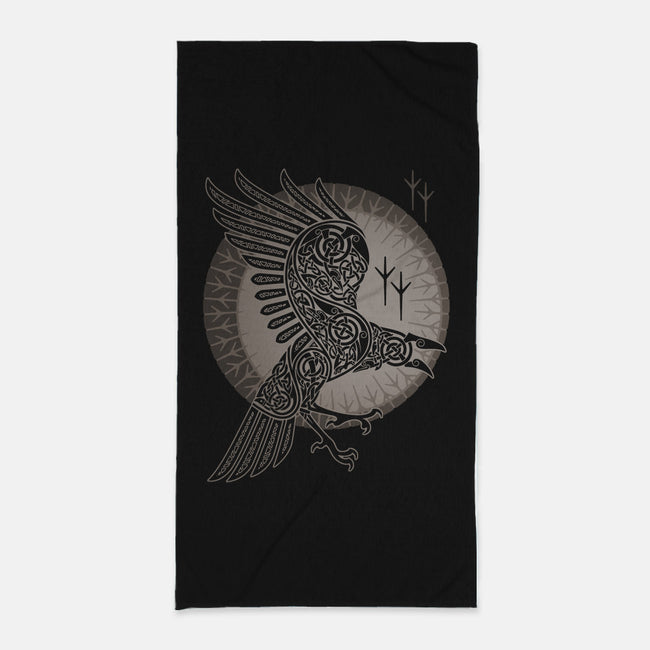 Norse Raven-none beach towel-RAIDHO