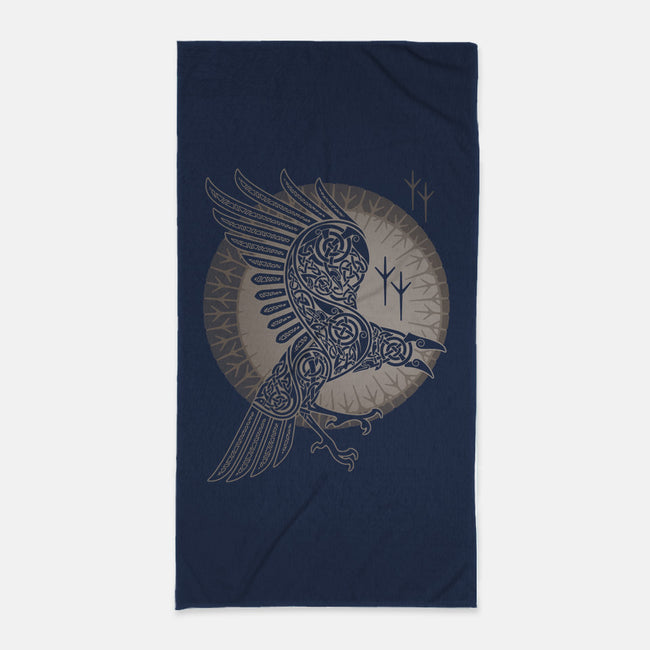 Norse Raven-none beach towel-RAIDHO