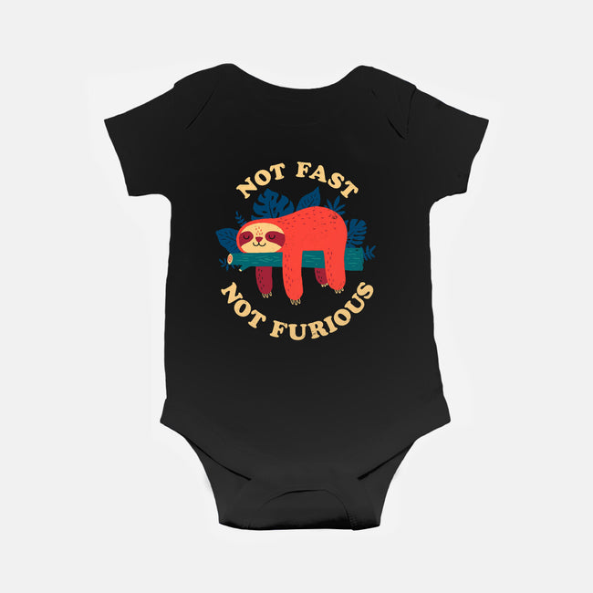 Not Fast, Not Furious-baby basic onesie-DinomIke