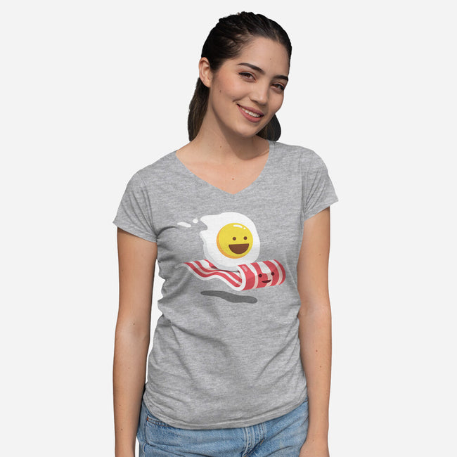 Magic Bacon Ride-womens v-neck tee-GeorgeOtsubo