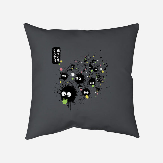 Makkuro Kurosuke Ink-none non-removable cover w insert throw pillow-DrMonekers
