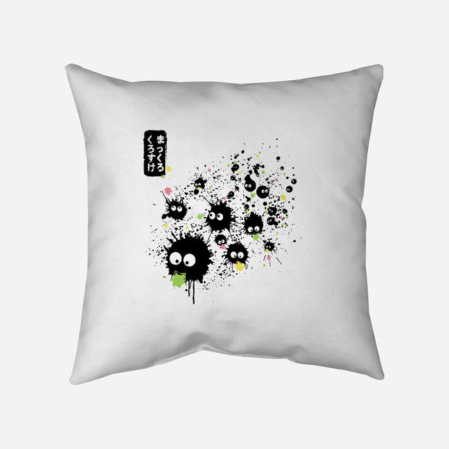 Makkuro Kurosuke Ink-none removable cover throw pillow-DrMonekers