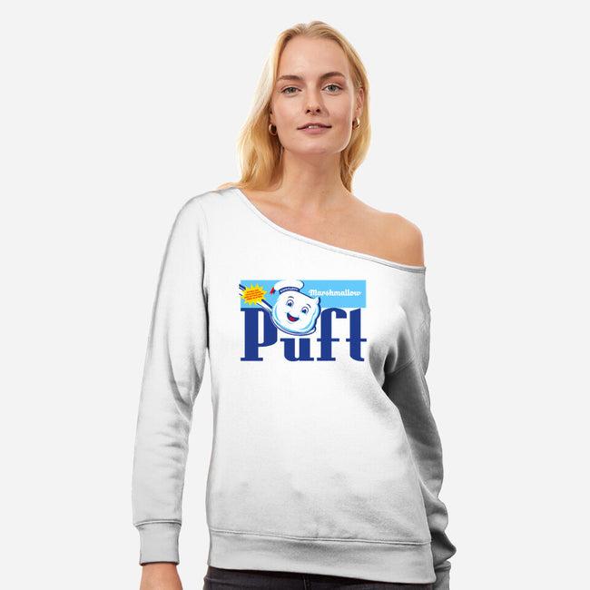 Marshmallow Puft-womens off shoulder sweatshirt-RyanAstle