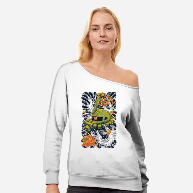 Mecha Suit Ink-womens off shoulder sweatshirt-Snapnfit
