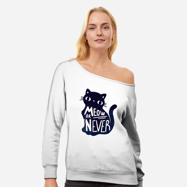 Meow or Never-womens off shoulder sweatshirt-NemiMakeit