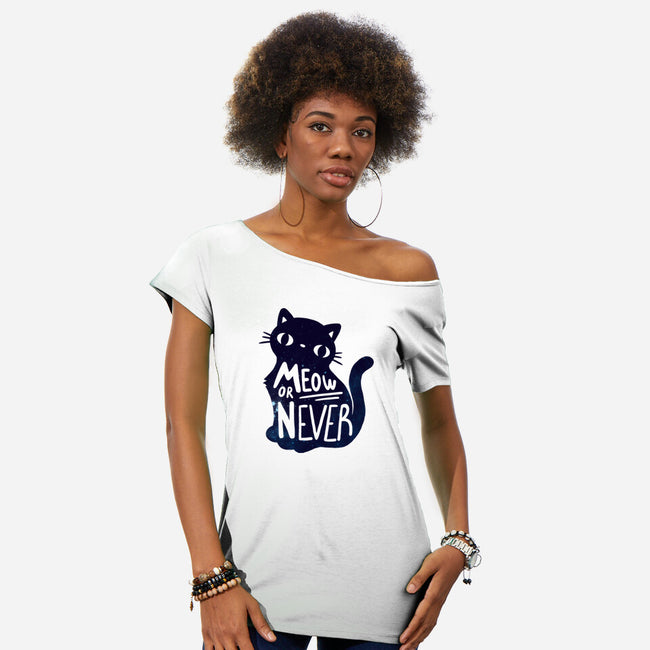Meow or Never-womens off shoulder tee-NemiMakeit